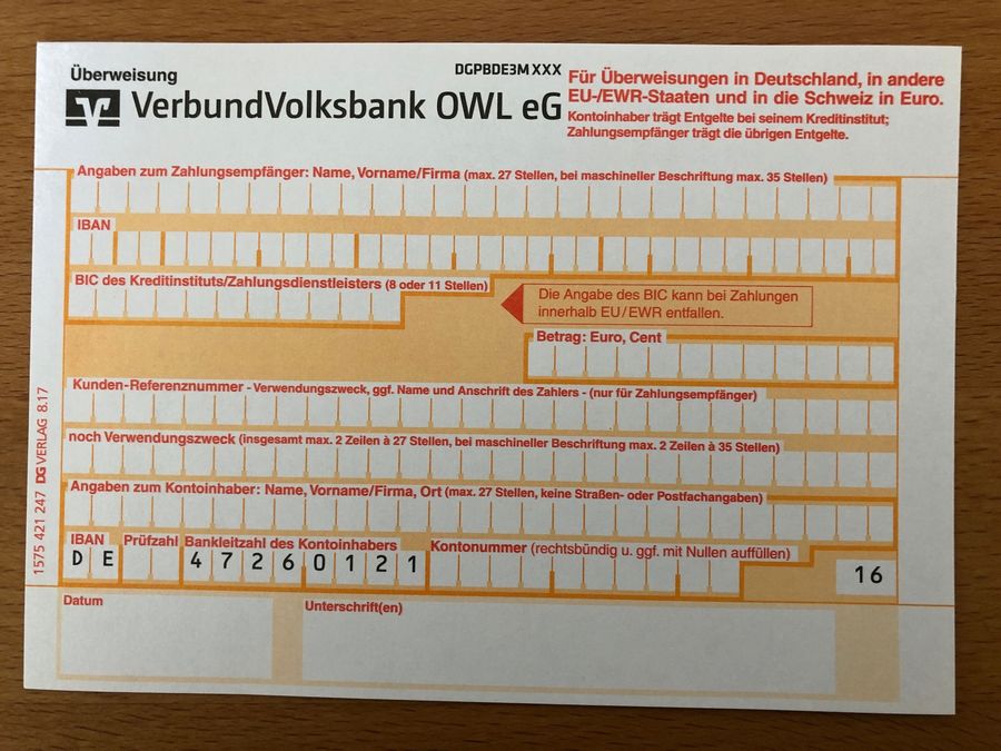 Überweisungsträger
